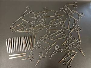 lot 329 image: Lot of Surgical Hemostats Scissors and Tweezers Various Styles and Sizes