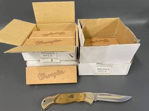 lot 335 image: Lot of 18 Wrangler Folding Knives - High-Quality Collectible Blades New