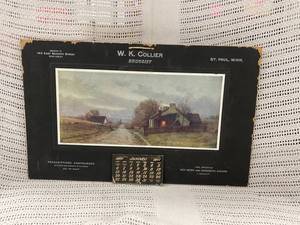 lot 366 image: Antique 1907 W.K. Collier Druggist Calendar St. Paul Collectible