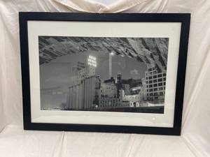 lot 372 image: Minneapolis Minnesota Urban Landscape Framed Print with Gold Medal Flour Sign