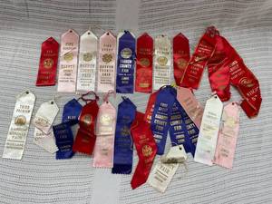 lot 4 image: Vintage Barron County Fair Award Ribbons Collection 1970s Wisconsin State