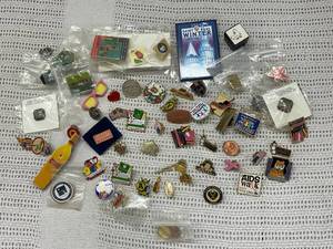 lot 32 image: Diverse Collection of Vintage Lapel Pins and Badges Including Winter Carnival and More
