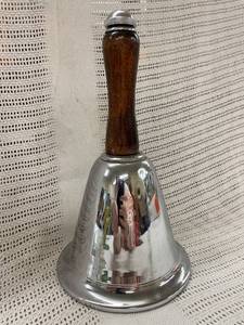 lot 35 image: Vintage 11h Bell Shaped Wooden Handle Cocktail Shaker Metallic Base
