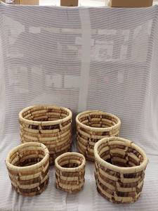 lot 64 image: Handwoven Nesting Basket Set of 5, Natural Storage Organizer