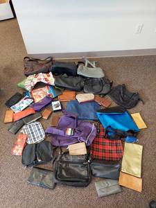 lot 66 image: Mixed Lot of Handbags, Purses, Clutches, and Pouches Assorted Styles and Colors
