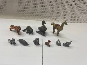 lot 88 image: Lot of Vintage Brass and Metal Animal Figurines Collectible Set