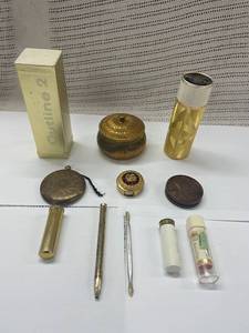 lot 90 image: Vintage Makeup Collection Compacts, Lipstick Cases, Mirror & More