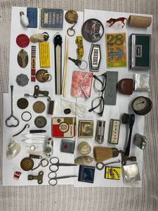 lot 99 image: Vintage Assorted Collectibles Keychains, Medals, Lighter, Scissors, More