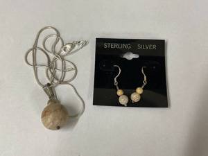 lot 115 image: Elegant Sterling Silver Necklace with Pendant and Earrings Set