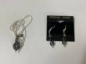 lot 117 image: Elegant Sterling Silver Look Jewelry Set Earrings Necklace Glass Beads