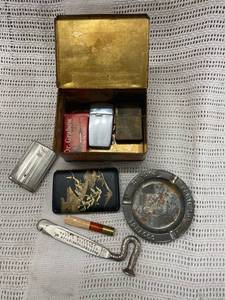 lot 205 image: Vintage Smoking Collectibles Lot Lighters, Dr. Grabow Filters, Japanese Cigarette Case & More