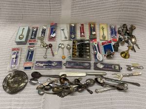 lot 217 image: Large Collection of Vintage and Collectible Souvenir Spoons and Utensils
