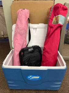 lot 229 image: Coleman Xtreme Cooler with Embark Chair and Folding Stool Set for Outdoor Use