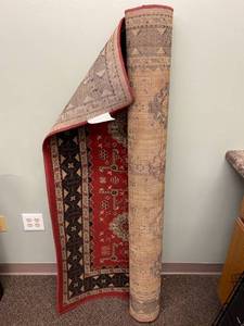 lot 238 image: Large Classic Area Rug with Intricate Patterns and Red Border