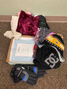 lot 240 image: Winter Clothing Accessories Lot Beanies Scarves Gloves Heated Neck Warmer