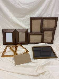 lot 246 image: Assorted Decorative Picture Frames Set - Brown Embossed & Vintage Gold Styles