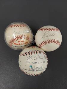 lot 280 image: Vintage Signed and Facsimile Baseballs Hank Aaron & More - NO COA  GUARANTEE