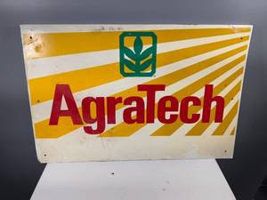 lot 7 image: Vintage 36 x 24 Agratech Metal Sign - Colorful Advertising Decor
