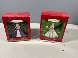 lot 20 image: Lot of 2 Barbie Keepsake Ornaments - Millennium Princess & Celebration Barbie
