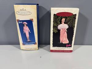 lot 24 image: Set of 2 Hallmark Barbie Keepsake Ornaments - Fashion Luncheon & Enchanted Evening