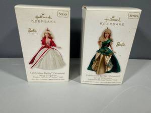 lot 32 image: Set of 2 Hallmark Keepsake Celebration Barbie Ornaments (2010 & 2011 Editions)
