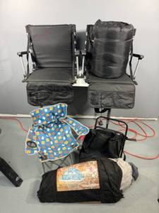 lot 58 image: Camping Chairs Set with Tent, Sit Pack Backpack and Sleeping Bag