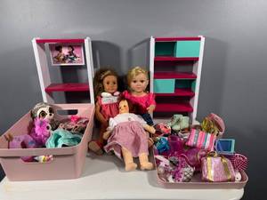 lot 76 image: Collection of Dolls with Clothing and Accessories