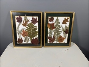 lot 91 image: Set of 2 Framed Pressed Leaf Art Pieces