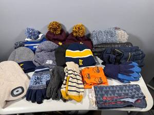lot 95 image: Lot of Cold Weather Accessories Hats, Gloves, and Mittens