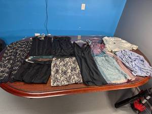 lot 101 image: Mixed Lot of Womens Clothing - Size 4 and M including Pants, Tops, Sweater, Jacket and Skirts