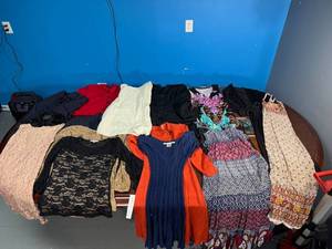 lot 102 image: Lot of Womens Clothing including Tops, Dresses, and Jackets