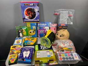 lot 107 image: Lot of Arts & Crafts Supplies, Games, and Toys for Kids
