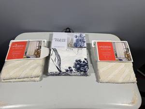 lot 111 image: Set of 2 Opalhouse Light-Filtering Curtains and 1 Common Thread Shower Curtain