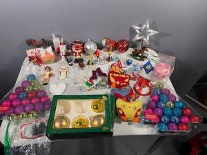 lot 117 image: Vintage Christmas Decorations Lot - Ornaments, Figurines, and More