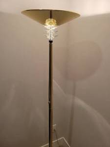 lot 57 image: Gold tone Dimmable Floor Lamp. Triple stack Lucite detail.