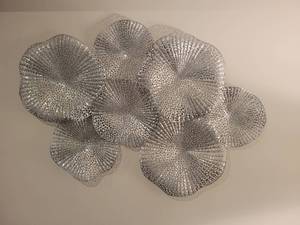 lot 59 image: Pewter  Silver Colored Modern Wall Art. Irregular Wavy Spheres.46 X 32 X 3 deep.
