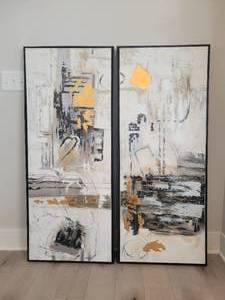 lot 105 image: A pair of Mixed Media Artwork by Uttermost. 51 x 21.