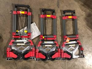 Lot of Milwaukee 150 lbs. Convertible Fold-Up Steel Hand Truck with One 60 in. Bungee Cord  Customer Returns See Pictures