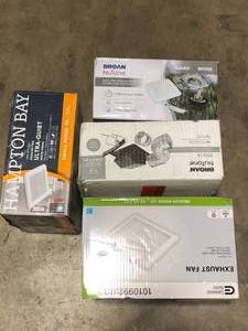 Lot of Assorted Bathroom Ventilation Fans and Hardware Various Models and Conditions    Customer Returns See Pictures