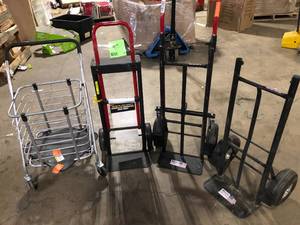 Lot of Assorted Dolly Trucks and Rolling Storage Bin Various Models and Conditions Customer Returns See Pictures