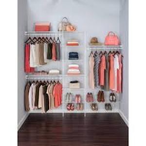 ClosetMaid SuperSlide 5 ft. to 8 ft. 12.9 in. D x 96 in. W x 86.3 in. H White Ventilated Wire Steel Closet System Organizer Kit  Customer Returns See Pictures