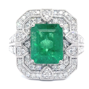 NEW Oscar Friedman 4.81 Carat Emerald & Natural Diamond Ring in Platinum w GIA Report $31,000 Appraisal Included VIDEO