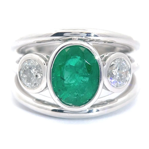 Gady Shemesh 2.55 Carat Oval Emerald & Natural Diamond Ring in Platinum $18,540 Appraisal Included VIDEO