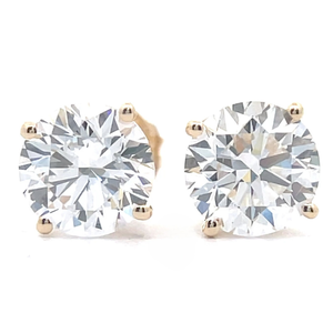 3 Carat Diamond Round Brilliant Solitaire Stud Earrings in 14k Yellow Gold $4,995 Retail VIDEO