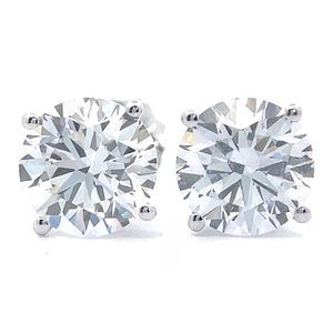 3 Carat Diamond Round Brilliant Solitaire Stud Earrings in 14k White Gold $4,995 Retail VIDEO