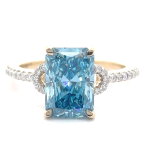 NEW STUNNING 3.15 Carat Fancy Blue Diamond & Pav�White Diamond Ring in 14k Yellow Gold $6,680 Retail VIDEO