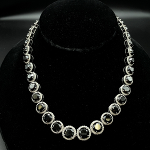 Oscar Friedman 120.68 Carat Fancy Black & Natural White Diamond Halo Necklace in 14k White Gold $75,390 Appraisal Included