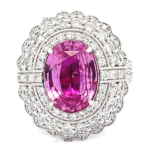 Extremely Rare 5.44 Carat Natural Diamond & Unheated Pink Sapphire Ring in Platinum w GIA Report $61,530 Appraisal Included VIDEO