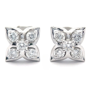 Blooming Beauty 0.50 Carat Diamond Flower Stud Earrings