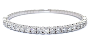 NEW Very Fine 6 Carat Diamond Tennis Bangle Bracelet in 15 Grams of 14k White Gold $9,250 Retail VIDEO